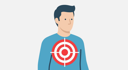 Targeted Approach Illustration of a Man with a Bullseye on His Chest, Focus Concept