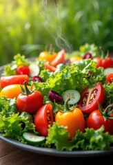 Vibrant Fresh Ingredients Salad Composition Natural Aesthetic Rich Colors Textures Organic Elements Nature