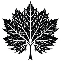 Obraz premium Detailed silhouette of a maple tree with falling leaves perfect for autumn and nature themed designs