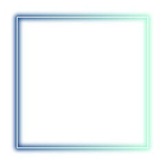 Neon blue green frame png. Glowing frame on transparent background