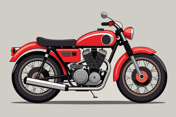 Fototapeta premium Red classic motorcycle illustration on grey background
