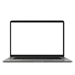 The laptop opens with a transparent screen for mock-up. PNG transparent.
