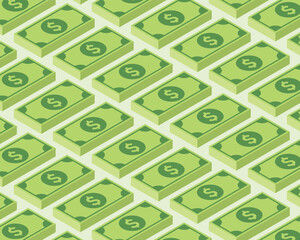 Dollar Bill Pattern – Stylized Green Currency Stacks with Diagonal Layout for Finance-Themed Design High-Quality Vectorial Stock Image