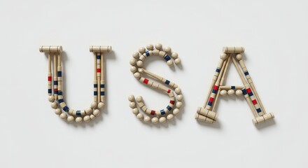 USA Croquet Mallet Letters - Patriotism, summer fun, games, craftsmanship, and American pride are symbolized in this of the letters USA created from croquet mallets