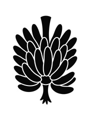 Stylized black silhouette of a blooming flower or plant