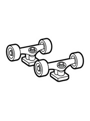 Pair of skateboard trucks isolated on white background line art