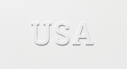 USA Letters on White Background - White letters spelling USA on a white background. Minimalist design