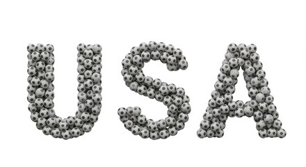 USA Soccer Balls - The letters USA formed from many miniature soccer balls. Perfect for sports, patriotism, or national pride themes