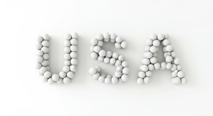 USA Tennis Balls White Background - Abstract of USA spelled out using white tennis balls on a white background. Symbolizes: sports, country, unity, competition, achievement