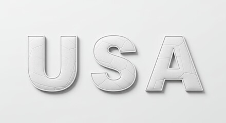 USA Textured Letters - White textured letters spelling USA against a white background. Clean and modern design