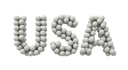 USA Volleyball Alphabet - Patriotic sports theme. Volleyball balls form USA letters. Team spirit, competition, and national pride. Clean, simple design. Perfect for photos