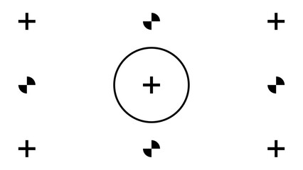 Tracking marker set with central circled cross isolated on transparent