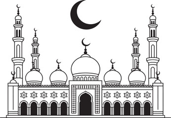 Elegant Mosque Vector Graphic for Ramadan and Eid