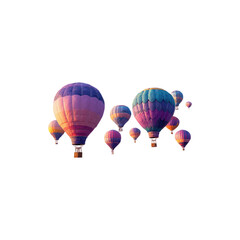 Obraz premium Colorful hot air balloons flying sky travel adventure festival decoration and tourism transport design isolated on white background