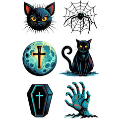 set of halloween elements