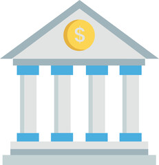 Bank Icon with Dollar Sign, Financial Building Illustration, Money Saving and Investment Graphic, Business and Economy Symbol PNG