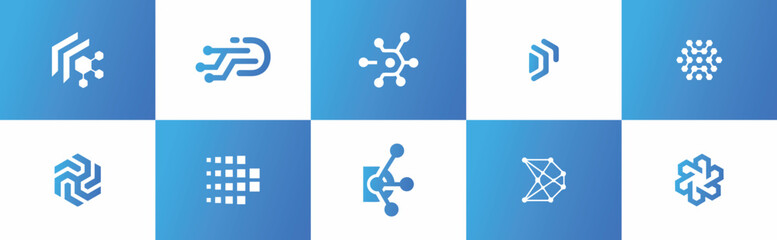 Abstract Technology Logos and Icons Set for Digital Innovation