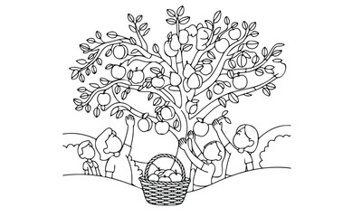 Floral design illustrations include vintage vector sketches of a bouquet of flowers and a tree with a branch and leaves in a seamless pattern