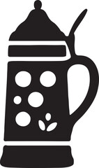 German beer stein silhouette vector illustration isolated on white background for design and print use