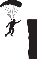 Base jumper silhouette vector illustration isolated on white background for extreme sports and adventure use