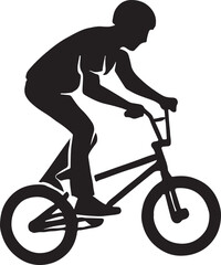 BMX rider silhouette vector illustration isolated on white background for extreme sports and action design use