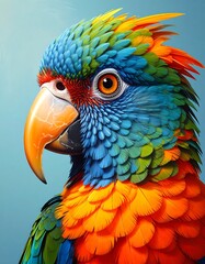 Obraz premium Vibrant parrot portrait, close-up