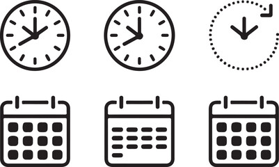 Fototapeta premium Time and Date Icons A Collection of Clock and Calendar Graphics