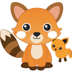 Cute cartoon fox family with sweet smile