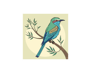Bird vector Free SVG Download, Minimalist one-line vector illustration of cute bird sleeping on branch 