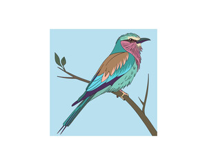 Bird vector Free SVG Download, Minimalist one-line vector illustration of cute bird sleeping on branch 