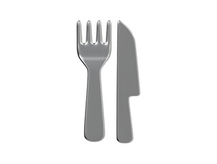 Fork and knife  3d cutlery set icon render illustration