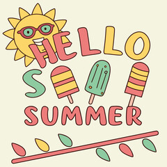 Vibrant summer scene illustration with colorful elements