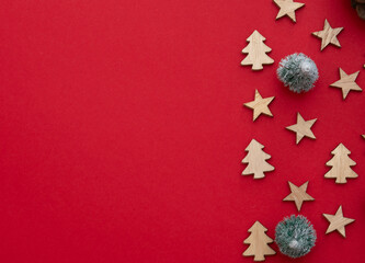 red vintage Christmas backgrounds with wood