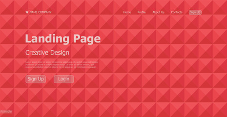 Home page landing page red geometric template landing business page digital website landing page design concept - Vector illustration
