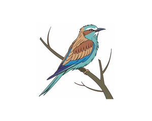 Bird vector Free SVG Download, Minimalist one-line vector illustration of cute bird sleeping on branch 