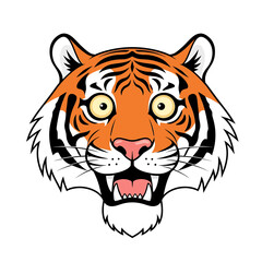 Obraz premium Cartoon Tiger Head with WideEyed Expression