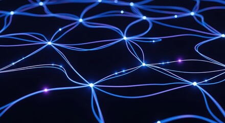 Fototapeta premium Intricate network connections glow brilliantly against a dark backdrop for data visualization projects