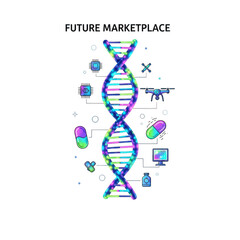 Futuristic dna helix innovations exploring advanced science and biotechnology concepts