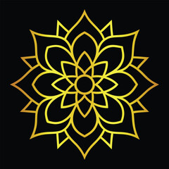Golden flower mandala geometric sacred shape art