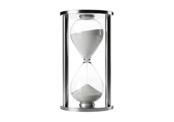 Futuristic hourglass concept measuring time flow with glowing sand particles science