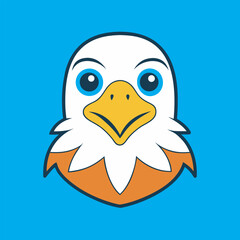 Cartoon eagle head with a blue background, simple and modern design