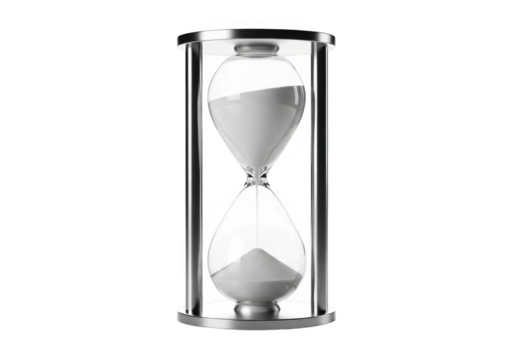 Futuristic hourglass concept measuring time flow with glowing sand particles science