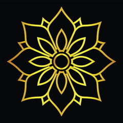 Golden floral mandala ornament decorative ethnic pattern