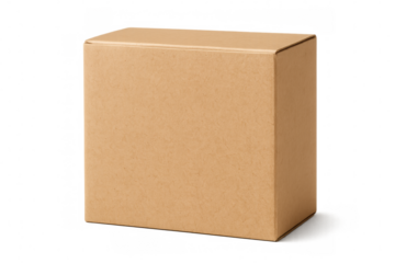 Cardboard mailing shipping delivery package box on transparent background