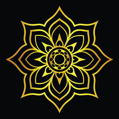 Fototapeta premium Golden lotus flower mandala art abstract symbol