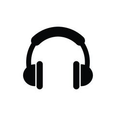  headphones, symbolizing music, audio, podcast, and customer support black vector silhouette icon. Art & Illustration