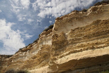 Fototapeta premium Rocks on the coast of Aktau on the Caspian Sea, Kazakhstan
