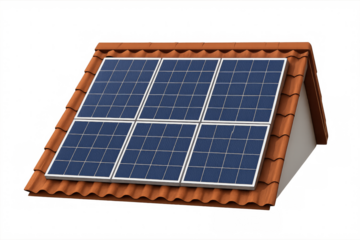 Solar panel system collecting renewable energy on roof