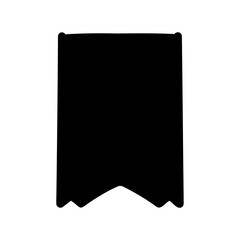 A simplified black silhouette of a blank flag, bunting or banner graphic