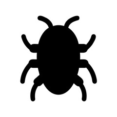 Silhouette of a beetlelike insect with antennae and six legs